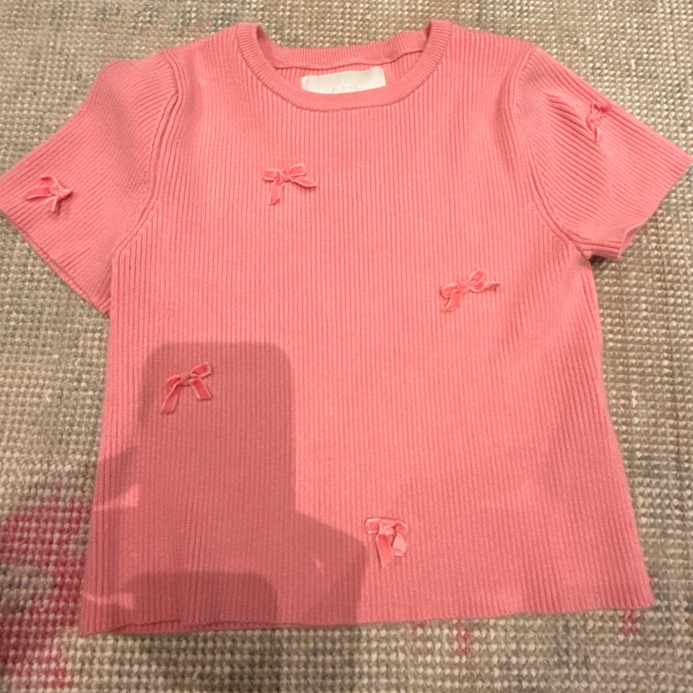Zara Pink Kids Tee with Bow Details
